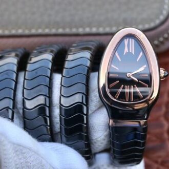 高仿宝格丽Serpenti系列102885 BV厂玫瑰金无钻黑色陶瓷