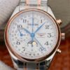 高仿浪琴名匠系列L2.773.4.78.6 GS厂精钢间玫瑰金白盘月相月份星期日历计时
