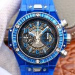 高仿宇舶大爆炸UNICO 45 MM系列411.JL.4809.RT蓝色水晶镶钻计时