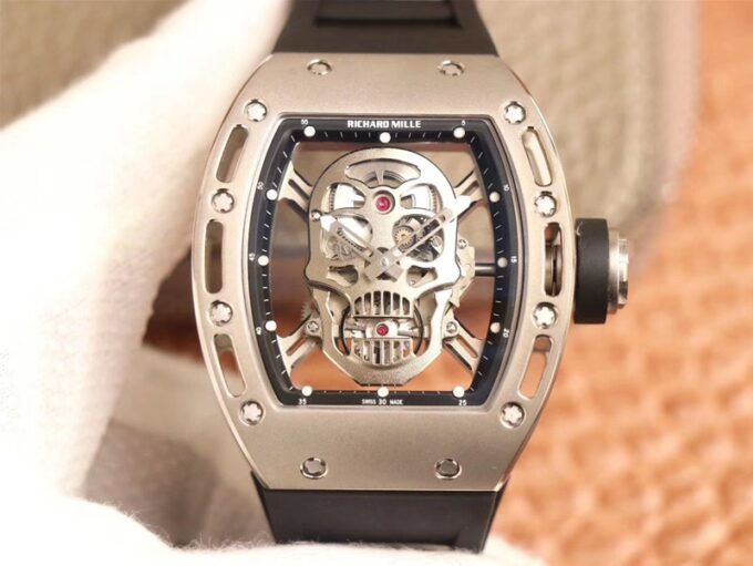 高仿理查德·米勒RM052 ZF厂银色骷髅头钛合金镂空盘