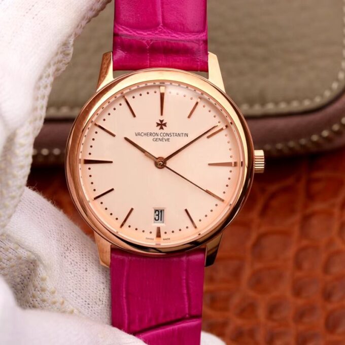 高仿江诗丹顿传承系列4100U/001R-B180玫瑰金白盘日历